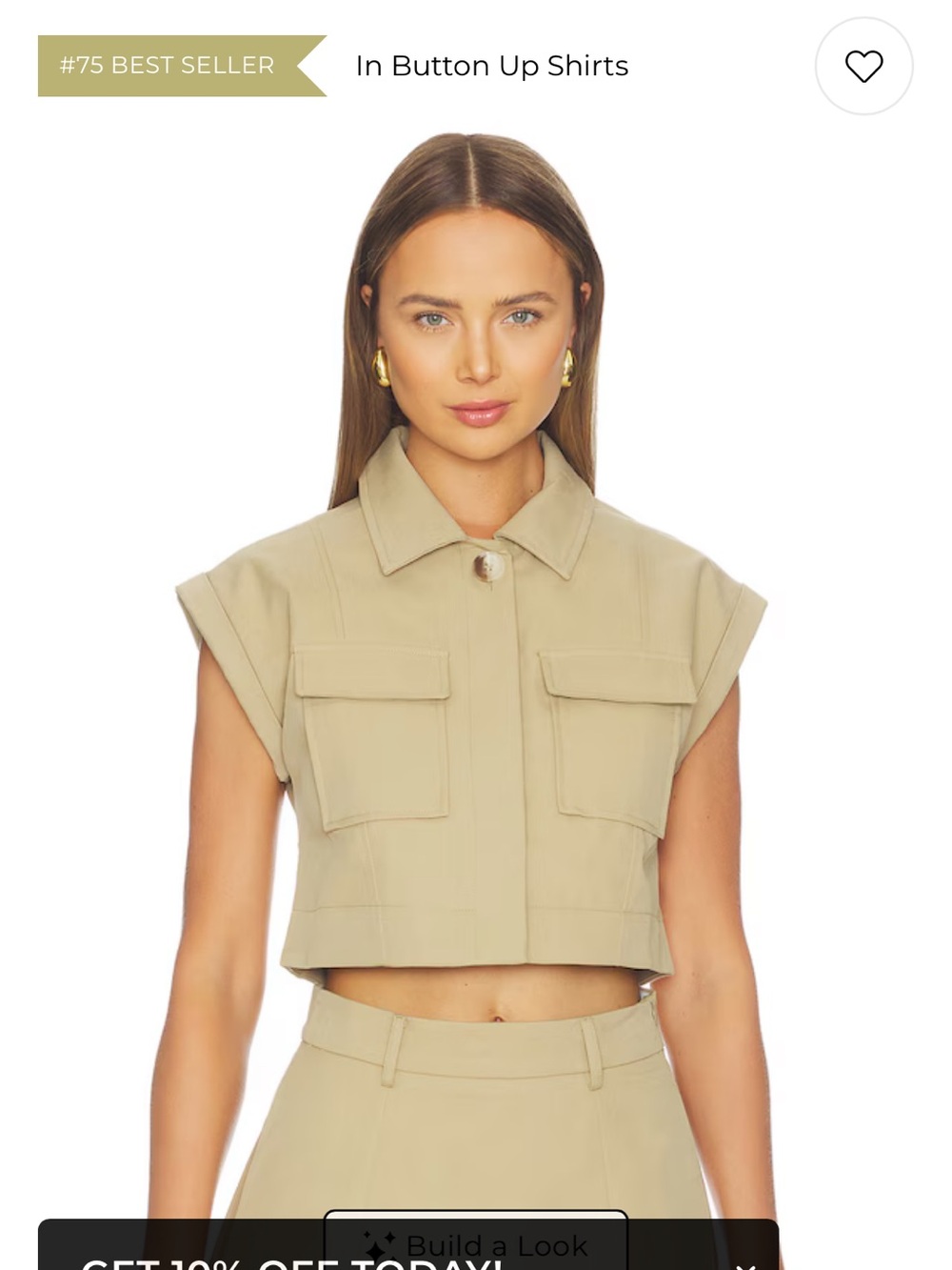 Astr Cropped Sleeveless Utility Top in Beige